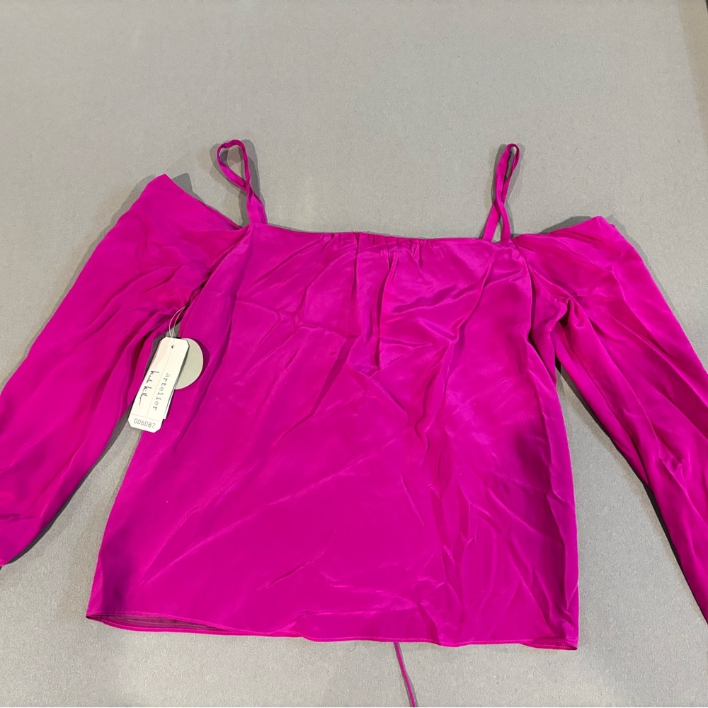 A.L.C. Vibrant Magenta Off-Shoulder Blouse